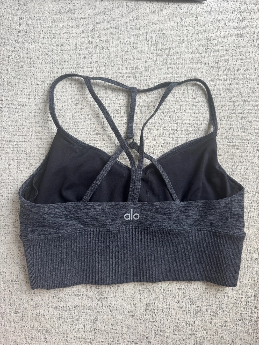 ALO Yoga Charcoal Grey Strappy Sports Bra